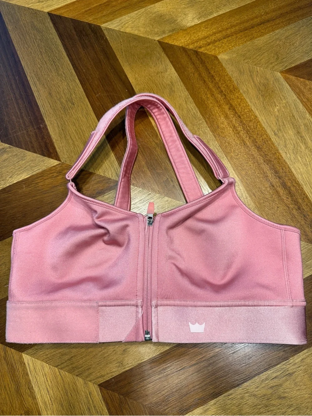SHEFIT Luxe Pink Front-Zip Adjustable-Compression Sports Bra Preowned